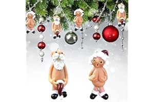 YOOYEH Christmas Naughty Santa Christmas Ornament Decorations 8CM Stocking Cap Santa Ornament Naked Santa Decorative Xmas Decor Ornaments Party Gifts (Large)