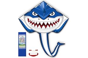 HYMAZ Large Delta Shark Kites for Kids Ages 4-8 Easy to Fly, Kite for Children and Adults, Beach Kite for Boys Girls Garden Park Camp Outdoor Activties Games, Great Flying Toys Gifts (Shark)