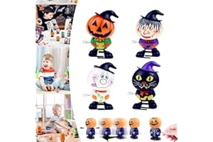 YAAVAAW 4 pièces Jouets à Remonter de Chat Citrouille pour Enfants,Amusants Mignons Jouet Mecanique Horlogerie Sauter pour Halloween,Petits Jouets Cadeaux Fête,Bonbons Pochette Remplissage de Sac Cadeaux