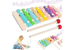 WELLXUNK Strumento Xilofono, Xilofono Bambini,Musical Giocattoli Xilofono,per Bambini di Età Compresa tra Bambini di 3 anni e oltre Colorato 8 Nota Metal (Macaron)