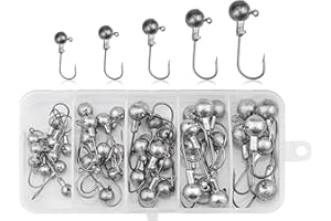 Wandefol Lot de 45 hameçons Jig avec tête ronde pour poissons en caoutchouc pour la pêche aux poissons prédateurs, avec différentes tailles 2 g, 3,5 g, 5 g, 7 g, 10 g