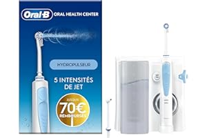 PROCTER & GAMBLE Oral-B Oral Health Center Hydropulseur Dentaire, Jet Dentaire, 1 Canule Oxyjet, 1 Canule Water Jet, 4 Jets d'Eau et 5 Pressions, Nettoyeur Interdentaire et Plaque Dentaire, Rechargeable
