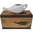PAXMAX Porcelain Ceramic Neti Pot for Nasal Cleansing Sinus and Passages (White)