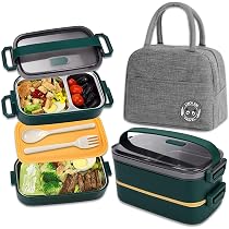 Lunch Box Kit 1600ml 2 Strati Ermetica Porta Pranzo Da Ufficio Con Posate E - 10