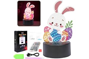 APODESS 12tlg Diamond Painting Ostern Deko Hase Diamant Painting Frühling Deko Innen Ostern Geschenke Kinder Nachtlicht Osterhase Led Osterbeleuchtung Ostern Basteln für Handgemachte Ornamente