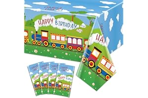 XJLANTTE 4 tovaglie Chugga Chugga per due feste, motivo treno, per feste di compleanno, per baby shower, trasporti, decorazioni per feste di compleanno, treno, forniture per feste di compleanno, 130 x 213 cm