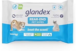 VETNIQUE Glandex® Wischtücher für Hunde, Katzen und Haustiere Reinigen desodorierende hygienische Pflegetücher für Analdrüsen (100ct Beutel)