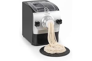‎KLARSTEIN Klarstein Pastamania Elektrische Nudelmaschine – 260W Automatische Pastamaschine mit 7 Aufsätzen, 500g Kapazität, Leise 60dB, LED-Display, 3-Minuten Knetvorgang, Inkl. Teigausstecher und Ravioli-Form