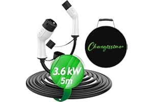CHARGISSIMO Cavo di Ricarica per Auto elettriche e ibride 5 Metri Tipo 2 per Stazione di Ricarica 3.5kW | 7.2kW | 22kW | Modello Compatibile 3/S/X/Y, Zoe, e-208, 500e (16A | 1 Phase | 3.6KW)