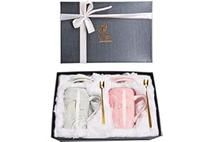 Atoke 2Pcs Ensembles de Mugs,Mr Mrs Tasses Café En Céramique Cadeau pour Cadeaux de Noël,Mariage,Couple,Anniversaire,Fiançailles,Saint Valentin,400ML