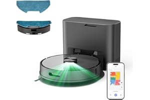 VOZASCLY R10 Robot Aspirapolvere Lavapavimenti con Mappatura, Lava e Aspira Pavimenti, 4L Svuotamento Automatico Polvere, Doppia Navigazione LiDAR +IMU, Zone No-Go e Muri Virtuali, Controllo APP&Alexa&Googl