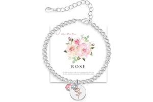 FENNELISA Birthflower Bracelet Gift,January to December Birthstone Bracelet for Women with Brthday Card Friendship Gifts for Women Mum Daughter Sister Grandma