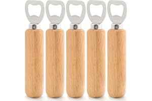Lifeant Apribottiglie in Legno da 5 Pezzi, Apribottiglie per Birra Apribottiglie Personalizzati Apribottiglie Manico in Legno Incisione per Bar da Cucina Regali