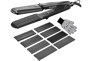 CkeyiN Kreppeisen für Haare,4 in 1 Haarglätter Glätteisen Keramik,Multistyler Glätteisen Set Welleneisen Temperaturregelung G