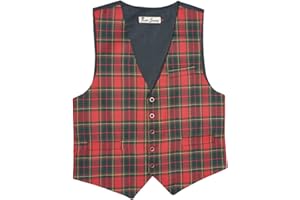 Retro Seventy2 Men’s Check Waistcoats Stewart Tartan Tweed Formal Classic Waistcoat Wedding Party Suit Vest