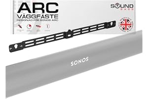 Sound Bass Arc Soundbar-väggfäste, Svart | Kompatibel med Sonos Arc Soundbar och Ultra-versionen, justerbart djup, alla delar