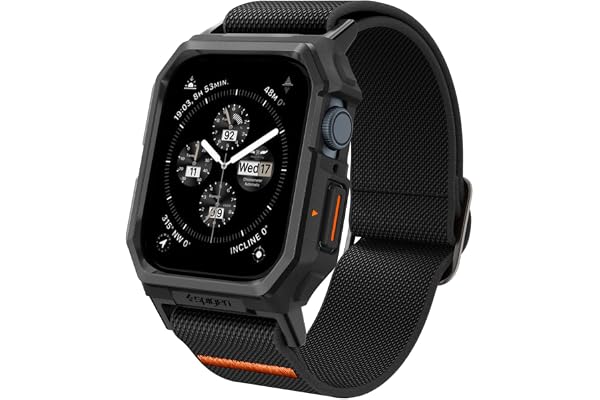 Spigen Lite Fit Pro Fodral med Band Kompatibel med Apple Watch Serie 9/8/7 45mm och Serie 6/5/4/SE 44mm - Mattsvart