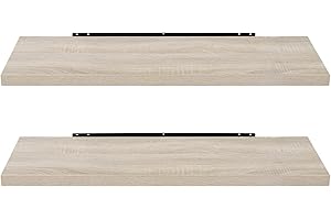 EUGAD Mensola a Muro Set da 2, 80cm, Mensole Librerie da Parete Scaffale MDF Stile rétro Ripiano Portaoggetti, Quercia, 0046QJ-2