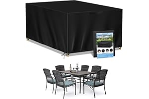 WANOCEAN Coperture per Mobili da Giardino, 420D Oxford Copertura Tavolo Sedie Esterno Telo Copri Tavoli da Terrazza Quadrato Impermeabile Anti-UV Antivento Copertura da Tavolo da Giardino 250x250x90cm