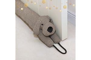 Marwood Under Door Draught Excluder Decorative Wind Stopper 91cm for Door & Window, Weighted Animal Air Door Draft Stopper Snake Noise Blocker for Bottom of Door with Hanging Loops - Brown Dog 36"