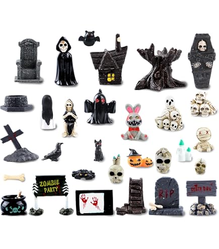 12 Figurines Squelettes 14 Cm – Décoration Halloween, Maison Hantée, Avec Corde De Jute