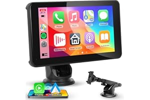 Hodozzy Przenośne radio samochodowe Carplay z systemem Android Auto,7-calowe radio z ekranem dotykowym z zestawem głośnomówiącym Bluetooth/Mirrorlink/Super Link/sterowanie głosem/karta TF / AUX, Car