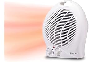 BEPER P203TER201 Radiateur Soufflant Salle de Bain avec Thermostat Réglable - Chauffage Soufflant Salle de Bain à Basse Consommation, 2000W