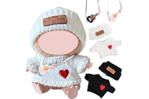 SAIER TBO 6 pezzi vestiti per bambola, 17 cm, abbigliamento per bambole, accessori con berretto bianco, berretto nero, accessorio per chitarra per ragazzi e ragazze, regalo (senza bambola)