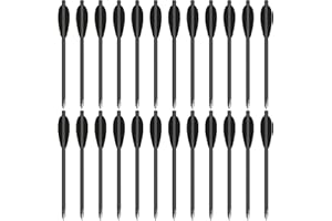 HUNTSPM 12/24stk 6,3" Aluminium Armbrust Pfeile Bolzen mit Schlagstahlspitzen Jagdpfeile für 50-80 LBS Pistolenarmbrust Jagd,Mini Armbrustbolzen für Präzisions Zielscheibe Bogenschießen