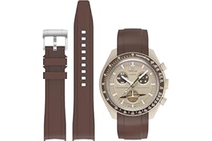 EverAct Straps for Moonswatch Watch,Curved No Gap Rubber Strap Compatible with Omega X Swatch Moonswatch Speedmaster 20mm Watch,Swatch Omega Moonswatch Speedmaster Watch Replacement Band Men Women