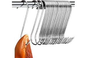 Alethron Fleischerhaken Edelstahl 140 mm Fleischhaken 25 Stück S Haken Groß Räucherhaken Metzgerhaken zum Heiß Kalträuchern Edelstahl Haken für Hähnchen Rippenräuchern Jagd