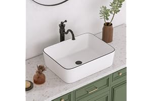 Lavabo Baño DeerValley DV-1V0002 Lavabo Rectangular Sobre Encimera, Bordes Negros, 475 x 375 mm