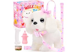 Tagitary Plush Toys Interactive Puppy Toy for Kids,Electronic Toy Dog That Walk and Bark,Tail Wagging, Fake Dog Toy with Leash,Perfect Easter Christmas Birthday Gift for Kids Toddlers