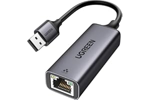 UGREEN USB 3.0 RJ45 Ethernet Adapter 1000 Mbps Kompatibel med Mac OS Windows 11 Linux Laptop Desktop Switch MiBox etc（Svart）