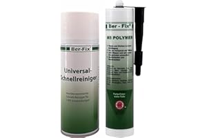 Ber-Fix MS Polymer Kleber Schwarz Montagekleber Aussenbereich Pool GFK Unterwasserkleber für Teichfolien EPDM Kleber Karosseriekleber dauerhafter als Bausilikon und Silikon Kleber + 400ml Reiniger