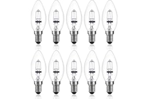 DoRight E14 Halogenowe Świece Żarówki 18W Vintage Świecznik Lampa Ściemnialna Ciepła Biała 2700K C35 Lampa Kształtu Mała Edison Śrubowa Żarówka (Ses) Przezroczysta Pokrywa Shell Do Żyrandola, 10szt