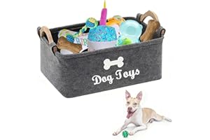iuiiaii Dog Toy Box, Dog Toy Basket, Dogs Collapsible Toys Storage Basket With Cute Pattern Dogs Toy Box Storage Pet Stuff Basket for Dog Toy Storage, Doggy Clothes Blankets Storage ﻿