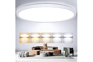 Oumida LED-taklampa 24 W, 3 000 K/4 000 K/6 500 K, 2 800 lm, IP54, vattentät, vit, diameter 30 cm, lämplig för kök, sovrum, v