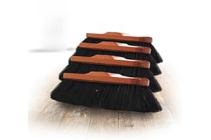 Novaliv Lot de 4 balais d'intérieur en poils de cheval mélangés - Balais d'armoire - Tête de balai mixte en crin de cheval - Balai idéal pour stratifié et parquet - Balais en crin de cheval - Mélange