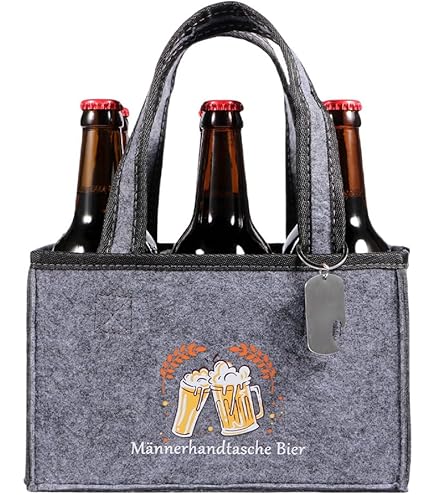 MIJOMA Stilvoller Filz Flaschenträger Biertasche für 6