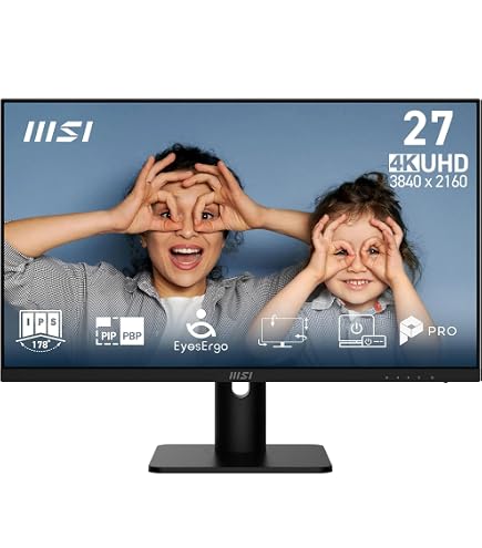 MSI PRO MP273U 27 Inch UHD Office Monitor - 3840 x 2160 IPS Panel