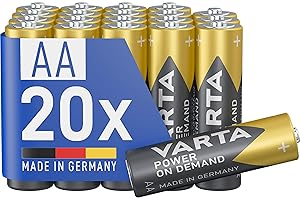 ‎VARTA VARTA Baterie AA, opakowanie 20 szt., Power on Demand, Alkaliczne, 1,5V, pakiet do przechowywania, na akcesoria komputerowe, urządzenia Smart Home, Made in Germany