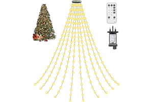 ULIGHTOWN Christmas Tree Lights with Ring, 2M X10 Strands 200 LEDs Warm White Xmas Lights, Waterproof/Remote Control/Timer/Indoor/Outdoor Fairy Lights for 5-8fFT Christmas Tree Decor