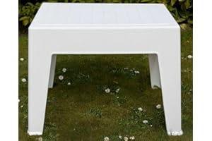 OMS Home Store Garden Coffee Table Sun Lounger Plastic Side Tables White Grey Outdoor Indoor (Plain, White)