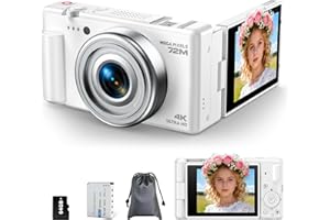 FIREFOTO Digital Camera 4K, 72MP Autofocus Vlogging Camera for YouTube with 18X Digital Zoom, 2.8" 270°Flip Screen Compact Travel Cameras with 64GB Card & Battery for Teens Beginners Photography