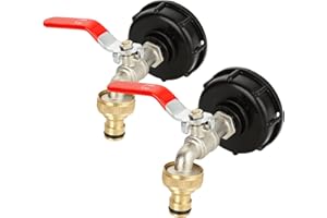 GOYADA Lot de 2 Adaptateur de Réservoir IBC, Robinet Cuve 1000L, Robinet Cuve à Filetage 1/2", Robinet Recuperateur Eau pour Recuperateur Eau de Pluie, Raccords De Tuyau D'arrosage