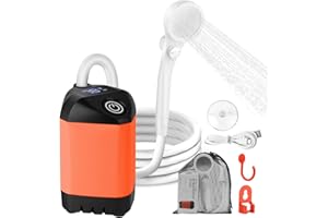 B013 Campingdusche Mit Pumpe, Camping Dusche Mit Wiederaufladbarem 7800mah Akku Und Batterieanzeige, Camping Dusche Outdoor Set Mit Duschkopf Und Schlauch FüR Camping, Garten