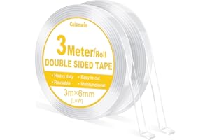 Caianwin Dwustronna minitaśma klejąca, ekstra mocna, przezroczysta, nano, zdejmowana, do przedmiotów dekoracyjnych, małych ornamentów, ścian ze zdjęciami (6 m/2 rolki, 6 mm)
