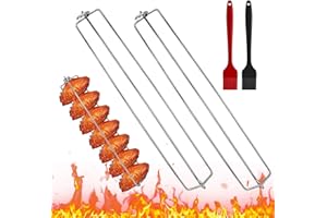 W RXKIOCS 2 Pezzi Supporto Pollo Spiedini Acciaio Spiedini Acciaio Inox Spiedini Per Barbecue Binari In Acciaio Inox per Ali Di Pollo Griglia per Ali di Pollo per Barbecue con Ali di Pollo Picnic All'Aperto