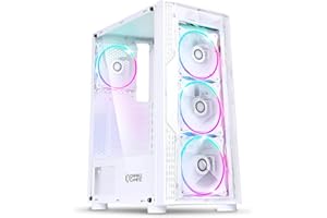 EMPIRE GAMING – Caja PC Gamer Diamond ARGB Torre Mediana ATX – Frontal Diamante Plexiglás y Pared Lateral de Vidrio Templado – 4 Ventiladores LED RGB direccionables 120 mm - Blanco